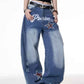 Retro Street Hot Girl Gradient Ripped Wide Leg Jeans for Women