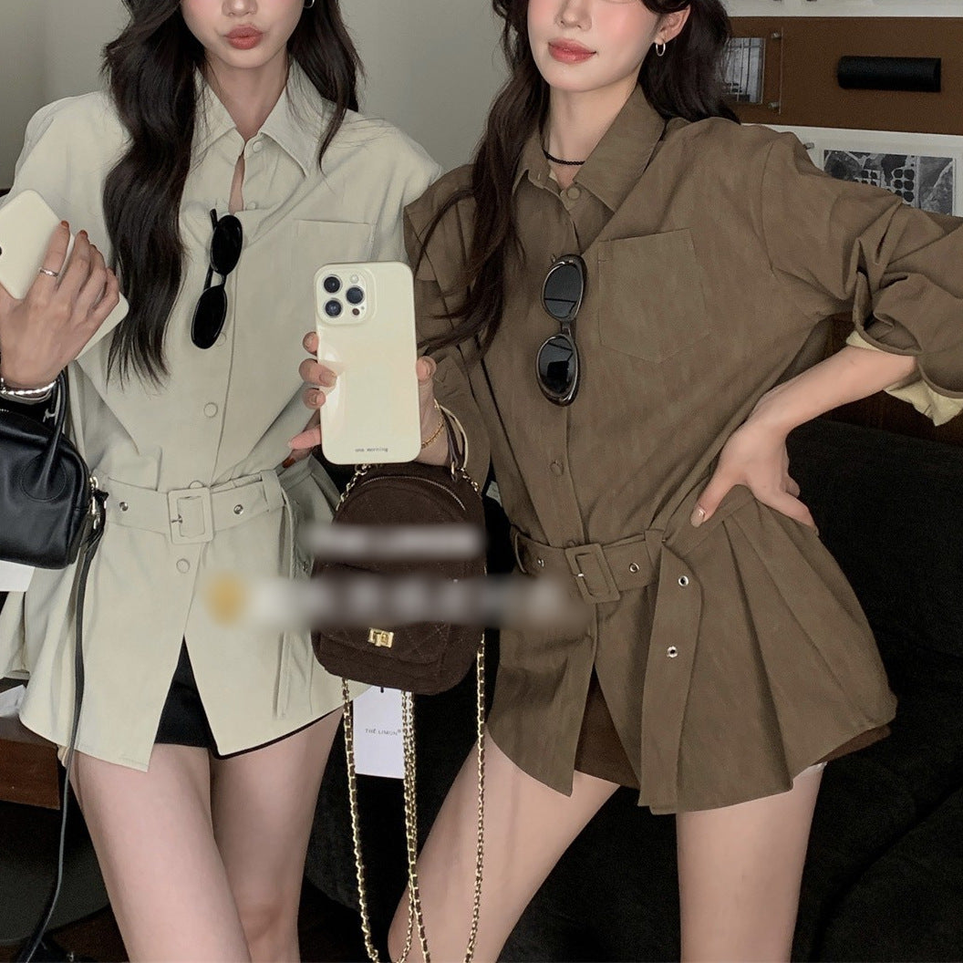 Versatile Mid-Length Shirt for Fashionable Waist Trimming styling - Florence Luxe