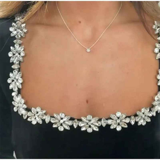 Christmas Elegant Square Neck Long-sleeved Dress with Flowers Rhinestone Design for Women - A-line Short Dress for Spring Fashion with Men&