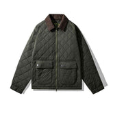 Corduroy Plaid Jacket - Rhombus Cotton-Padded Coat for Ultimate Comfort