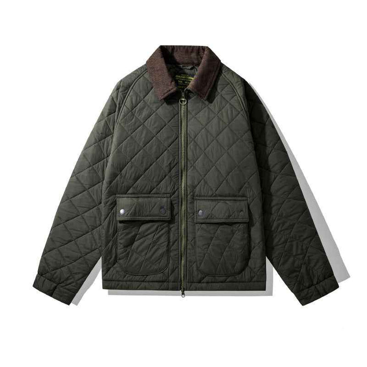 Corduroy Plaid Jacket - Rhombus Cotton-Padded Coat for Ultimate Comfort