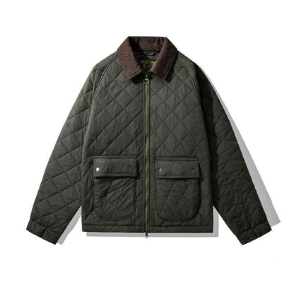 Corduroy Plaid Jacket - Rhombus Cotton-Padded Coat for Ultimate Comfort