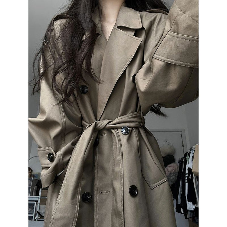 Temperament Wild Khaki Trench Coat for Effortless Casual Fashion - Florence Luxe
