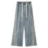 Light Blue Straight Jeans Men - Trendy Style with Three Side Bars