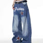 Retro Street Hot Girl Gradient Ripped Wide Leg Jeans for Women