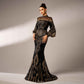 Long Sleeve Sequin Fishtail Dress with Lace for Elegant Occasions