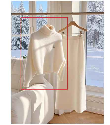 High-grade White Sweater Skirt Suit for Stylish Elegance