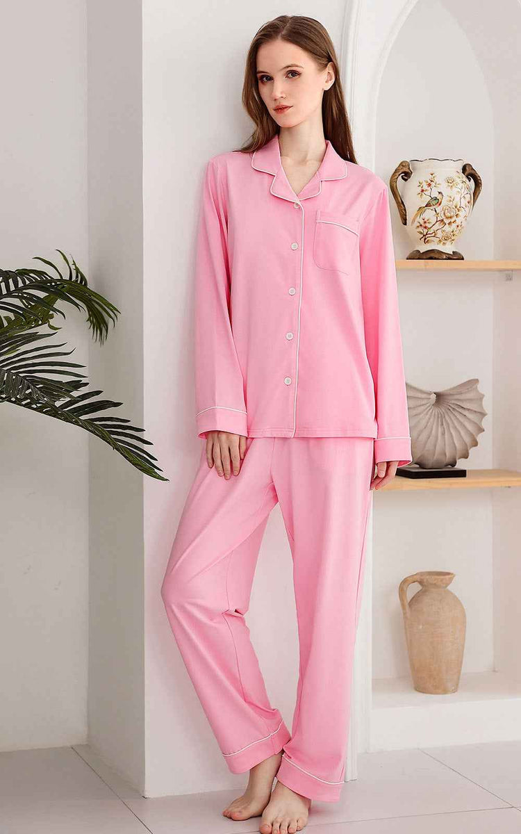 RONGTAI Womens Cotton Pajama Sets Comfy Fall Winter Long Sleeve Sleepwear 2 Pcs PJs Nightwear S-XXL