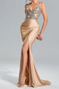 Suspended Backless High Waisted Sequin Maxi Dress with High Slit for Graduation Summer Outfit - Florence Luxe