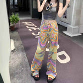 American Retro High Street Graffiti Jeans for Women - Real Shot XINGX Rendering