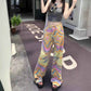 American Retro High Street Graffiti Jeans for Women - Real Shot XINGX Rendering