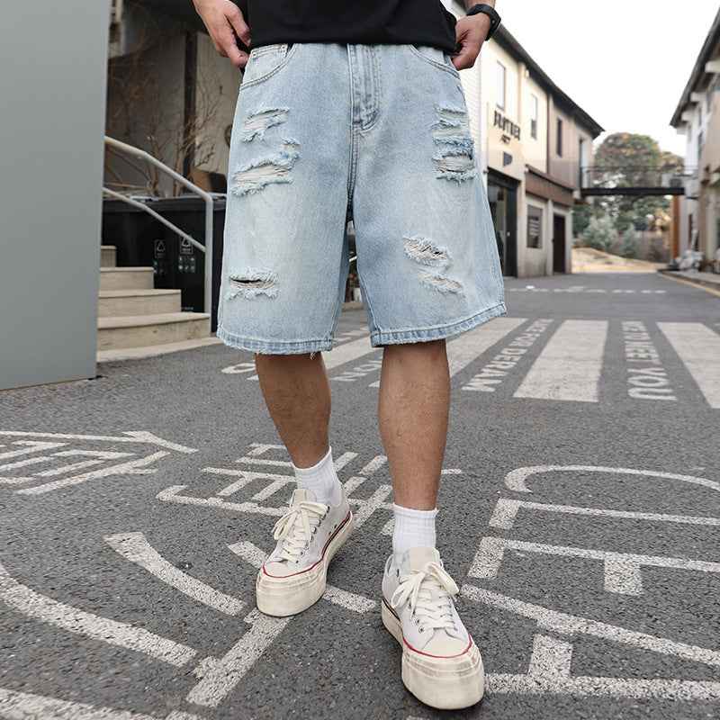 Ripped Denim Shorts Loose Casual Distressed