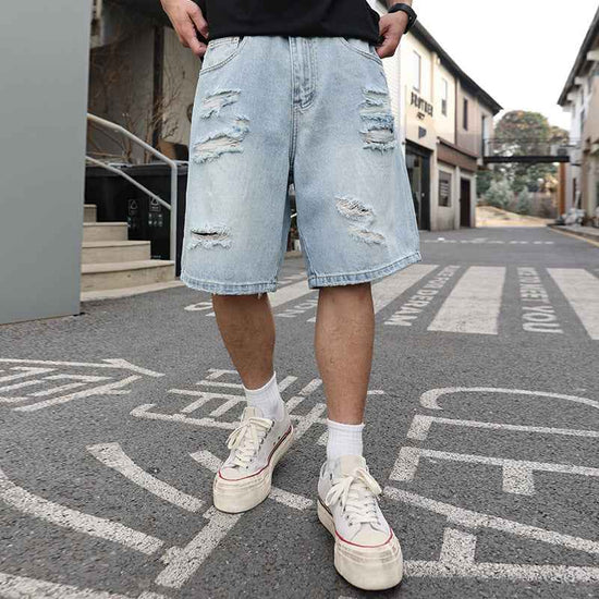 Ripped Denim Shorts Loose Casual Distressed