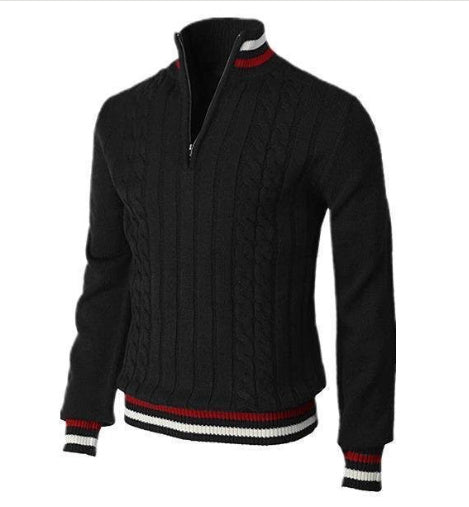 Spring and Autumn Color Blocked Knitted Shirt with High Neck - Florence Luxe