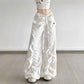 Ruffle Drawstring Embroidered Lace Slacks