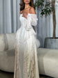 Off-the-shoulder Ruffled Long-sleeved Maxi Dress