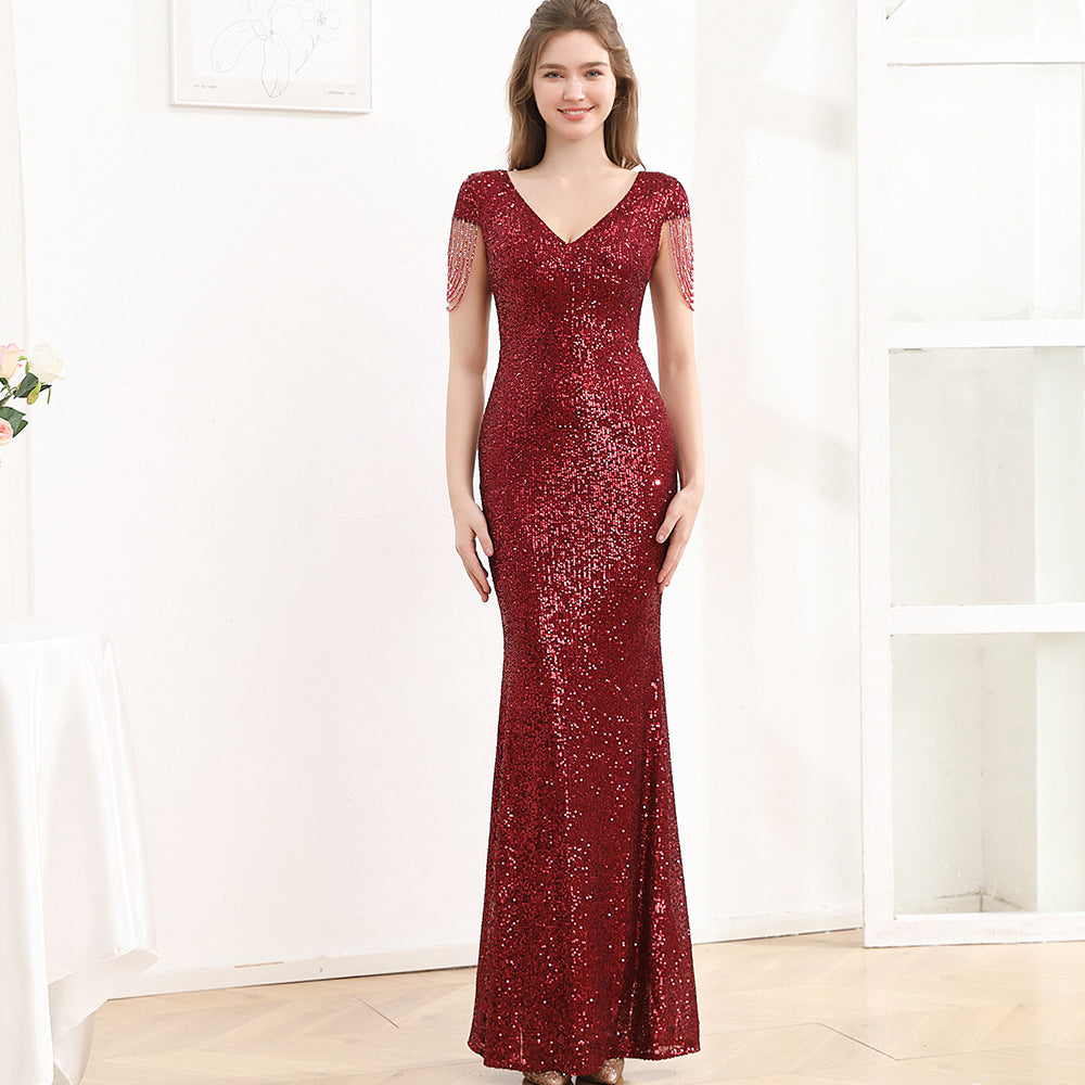 Sequined Slimming Long Dress Women - Flattering Fit for Any Occasion - Florence Luxe