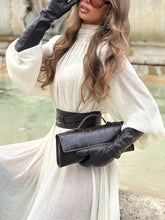 White Ruffled Tie Dress with Long Sleeves - Florence Luxe