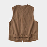 Original Kaji Retro Woven Cotton Vest - Washed-Out Worn Look