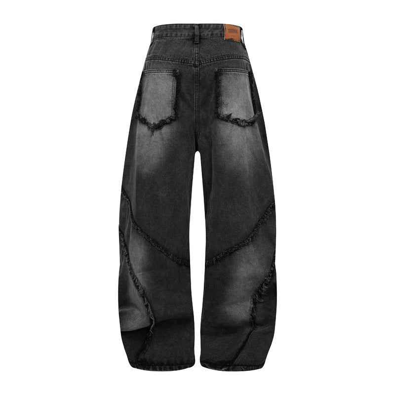 Heavy Industry Washed Wide-Leg Trousers - Old Straight Loose Fit Draggle-tail Design