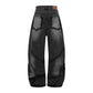 Heavy Industry Washed Wide-Leg Trousers - Old Straight Loose Fit Draggle-tail Design