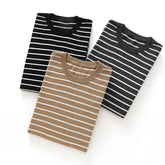 New Striped Round Neck Breathable Men&