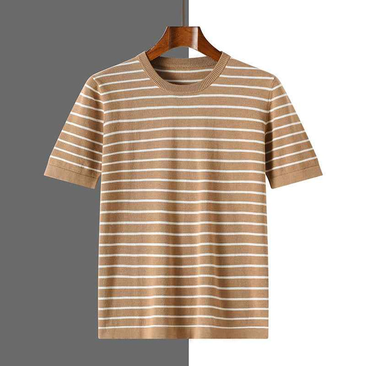New Striped Round Neck Breathable Men&