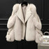 One-piece Fur Motorcycle Coat Long Wool Coat