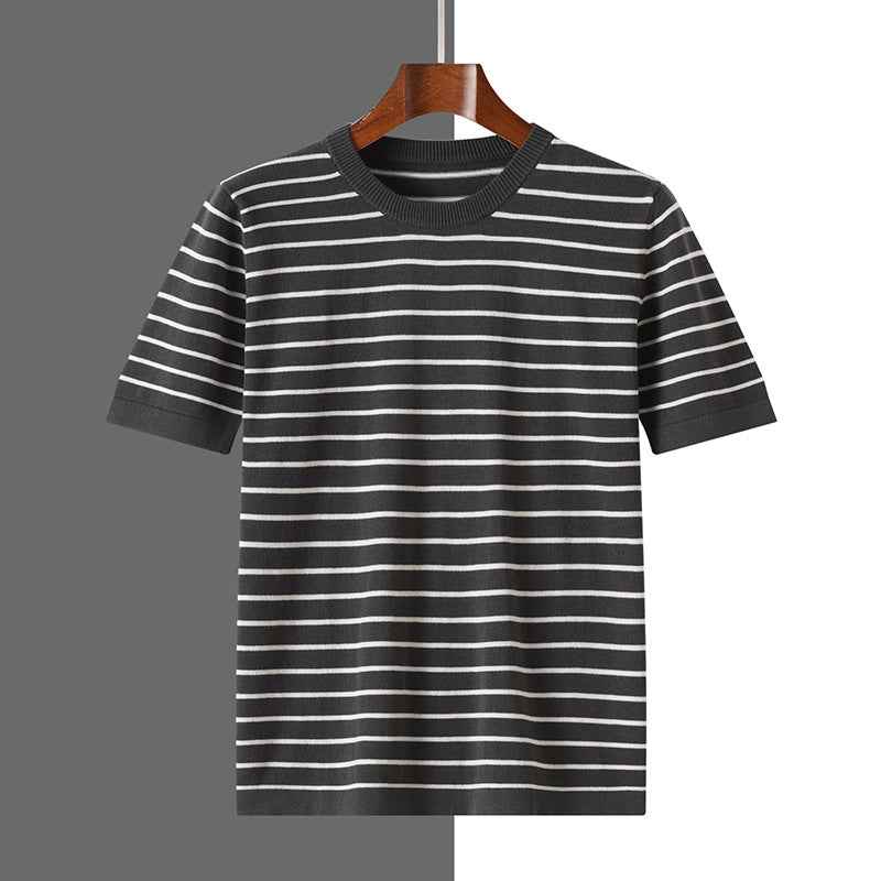 New Striped Round Neck Breathable Men&