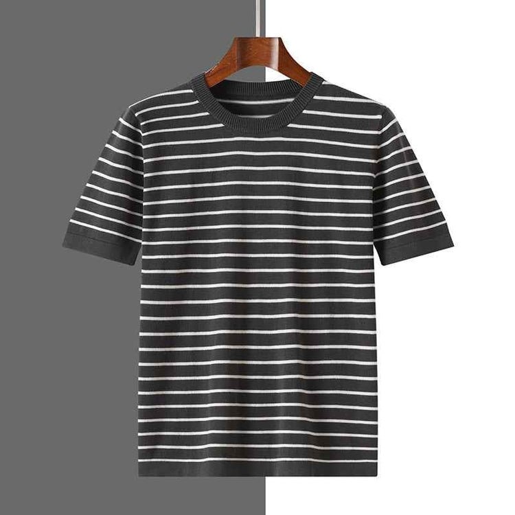 New Striped Round Neck Breathable Men&