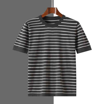 New Striped Round Neck Breathable Men&