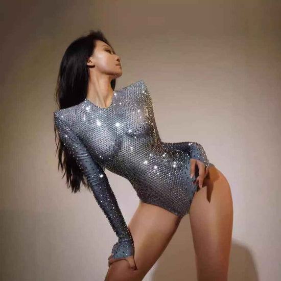 Nightclub Shiny Diamond Disco Jumpsuit for Hot Girls - Tight Temptation Style