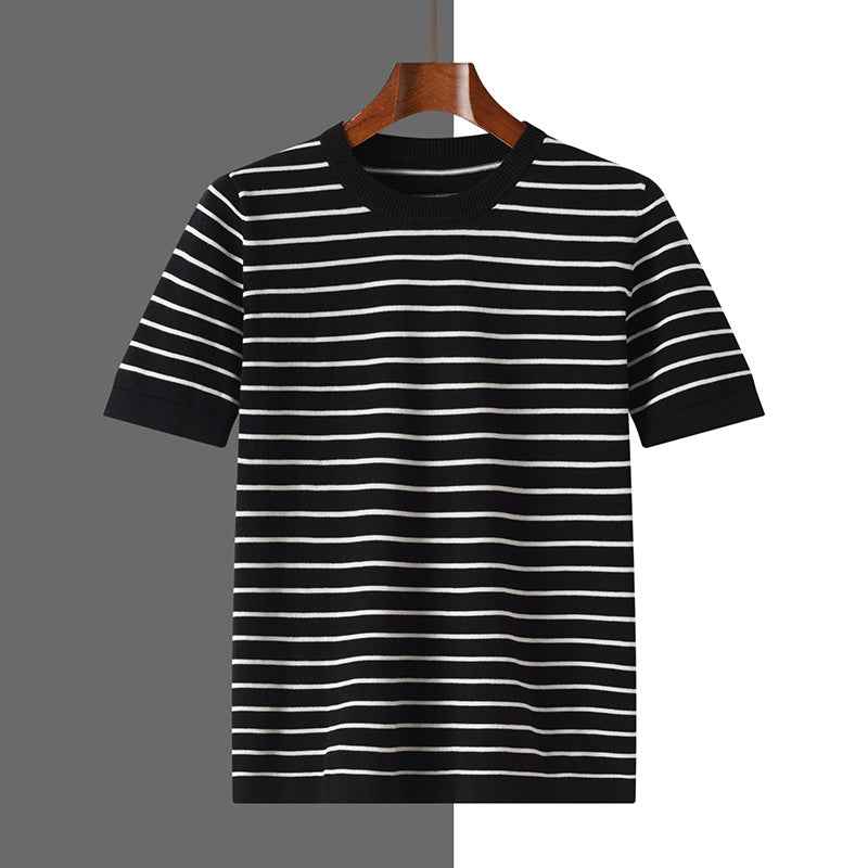 New Striped Round Neck Breathable Men&