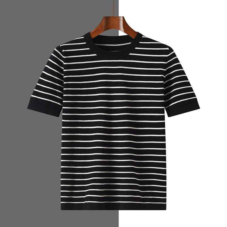 New Striped Round Neck Breathable Men&