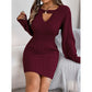 Womens Cut Out Sweater Dress - Long Sleeve Bodycon Mini Dress for Fall and Winter - Florence Luxe