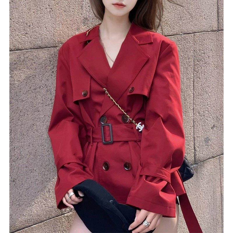 Versatile Loose Slimming Suit Collar Mid-length Coat.