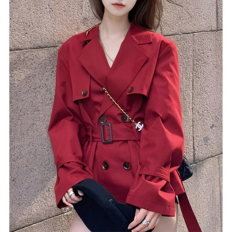Versatile Loose Slimming Suit Collar Mid-length Coat.