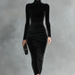 Black Velvet Turtleneck Dress for Women – Half-Length Style - Florence Luxe