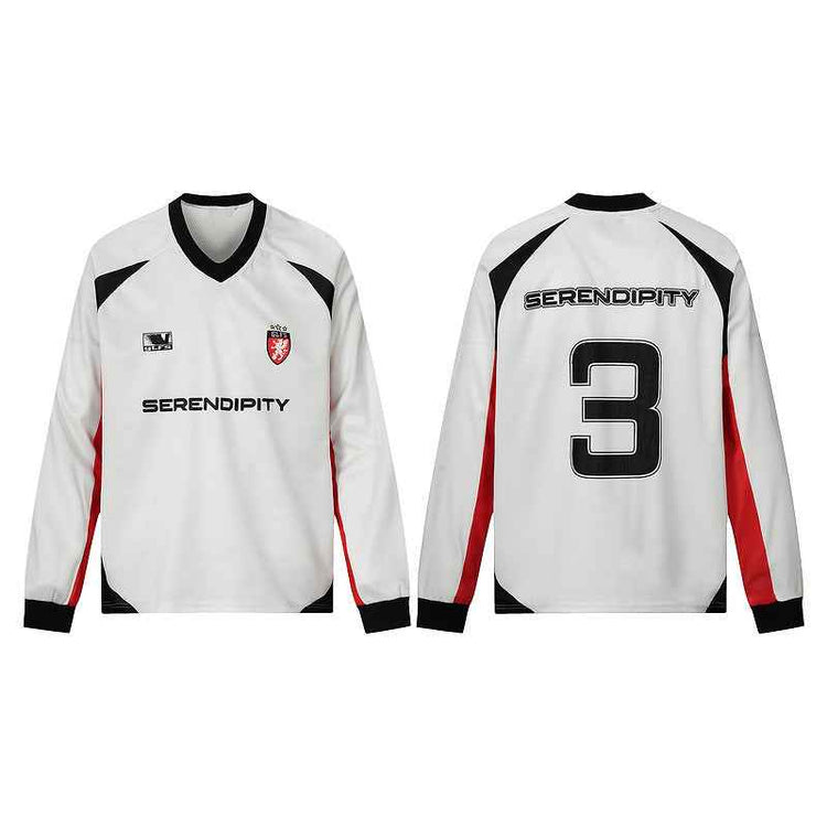 American Retro Long Sleeve T-shirt for Men with Stitching Design