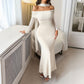 Female Solid Color Casual Elegant Strapless Mermaid Long Dress