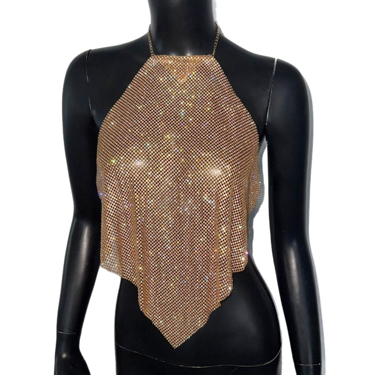 Metal Sequins Camisole - Full Diamond Halter Vest for Party Hot Girls - Florence Luxe