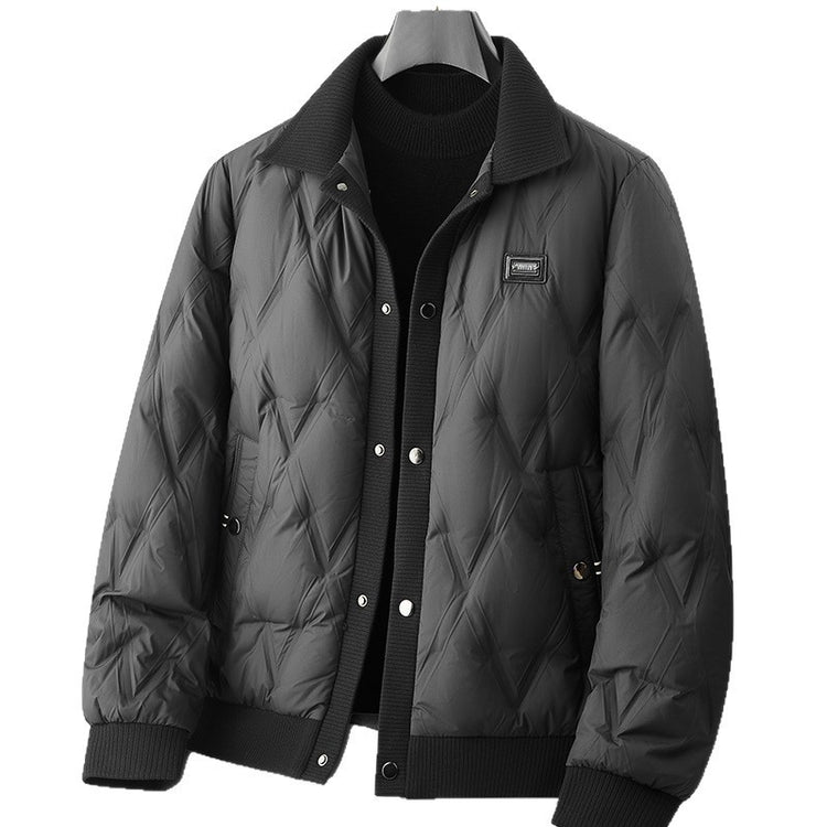High-grade Lightweight Down Coat for Men - Knitted Lapel Design - Florence Luxe