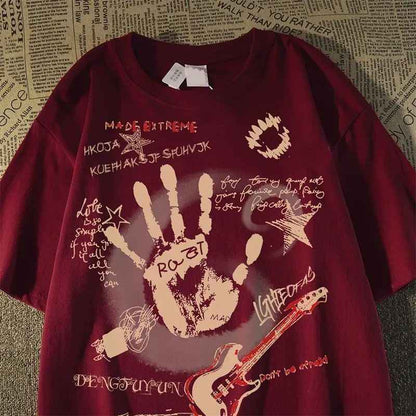 Graffiti Letter Print Short-sleeve T-shirt for Men and Women - Trendy Alternative to Men&