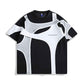 Double-Layer Padded Shoulder T-Shirt with Short Sleeves and Stitching Detail