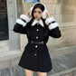 Patchwork Fur Collar Coat for Effortless Style and Comfort