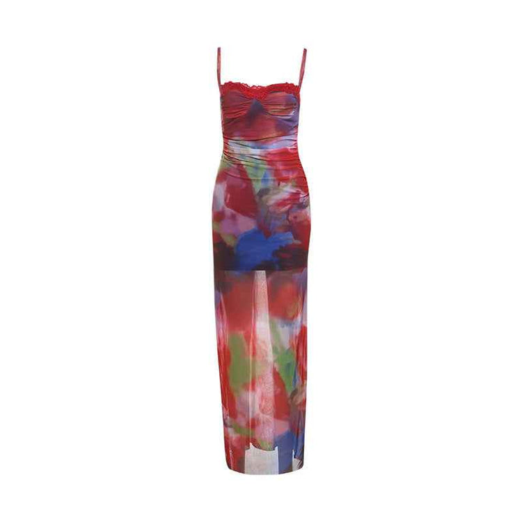 New Casual Painted Print Sheath Dress for a Stylish Slim-fit Look