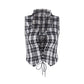 trendy premium plaid waistcoat top for women in black and white with hollow strap detail.