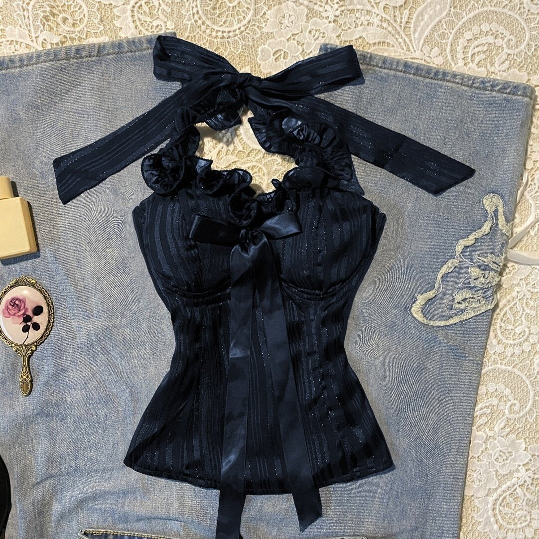 Pure Desire Bow Bandage Halter Top.