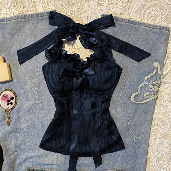 Pure Desire Bow Bandage Halter Top.