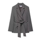 Padded Shoulder Belt Suit Jacket Bloomers Suit for Stylish Comfort - Florence Luxe